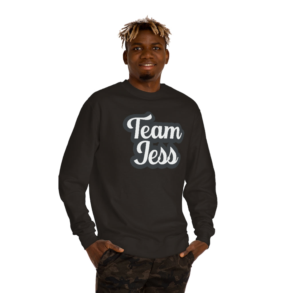 &quot;Team Jess&quot; - Team Jess Unisex Crew Neck Sweatshirt - Blk / Ice Wht