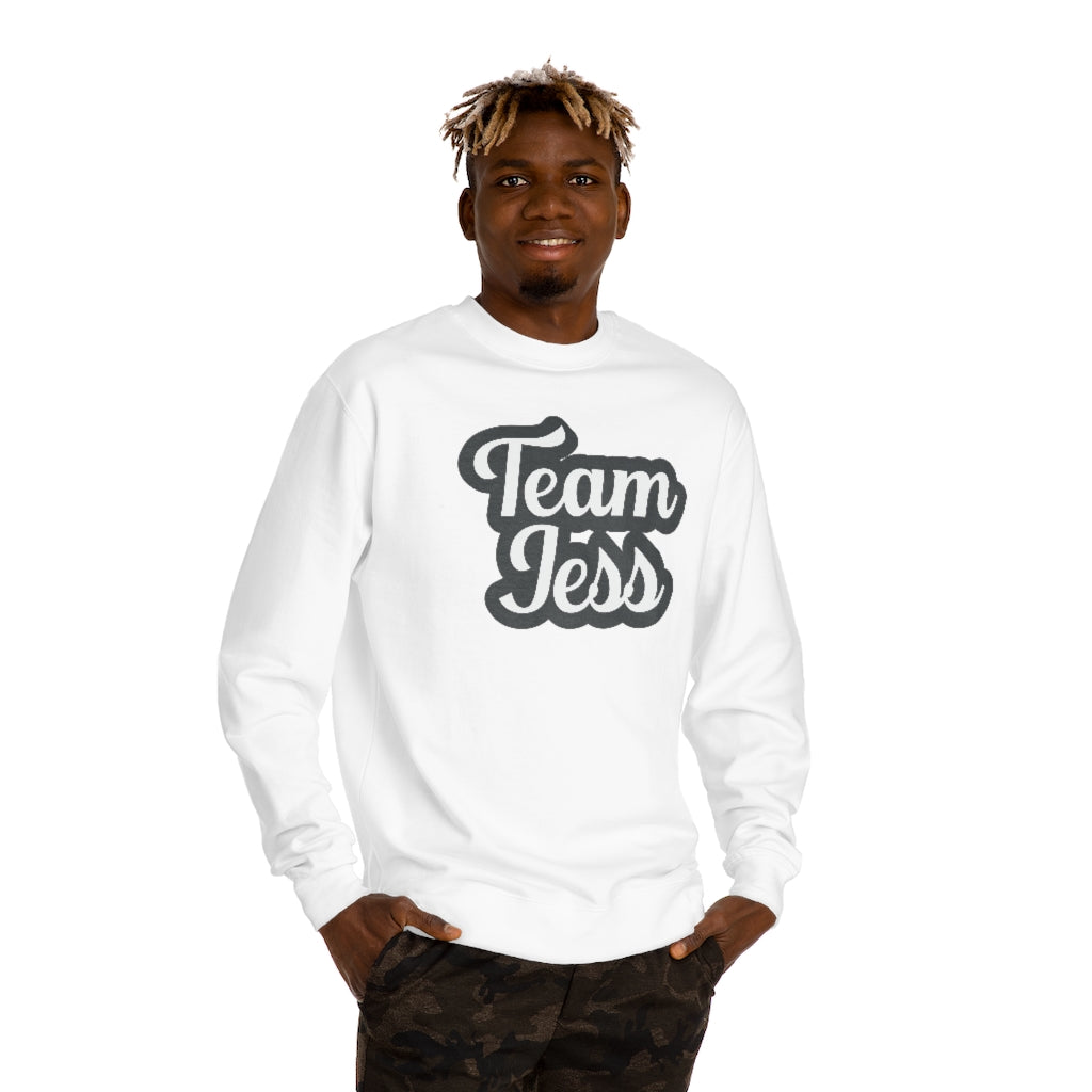 &quot;Team Jess&quot; - Team Jess Unisex Crew Neck Sweatshirt - Blk / Ice Wht