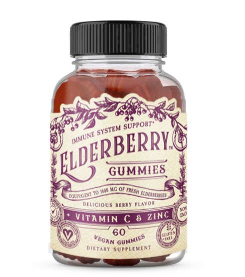Products Non-GMO, Vegan Elderberry Gummies with Zinc + Vitamin C- 60 CT