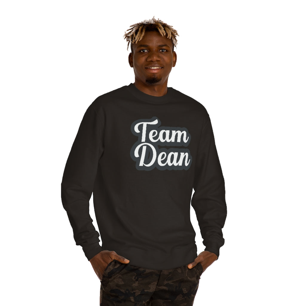 &quot;Team Dean&quot; Unisex Crew Neck Sweatshirt - Blk / Ice Wht