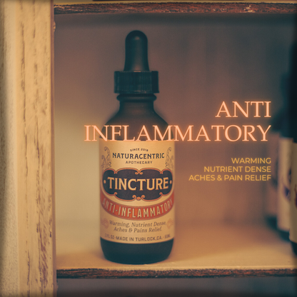 Champagne Apothecary carries Naturacentric Tinctures! Anti-Inflammatory for warming, nutrient dense, aches &amp; pains relief.