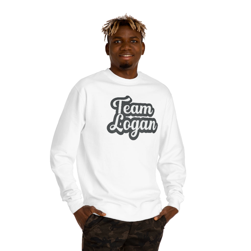 &quot;Team Logan&quot; Unisex Crew Neck Sweatshirt - Blk / Ice Wht