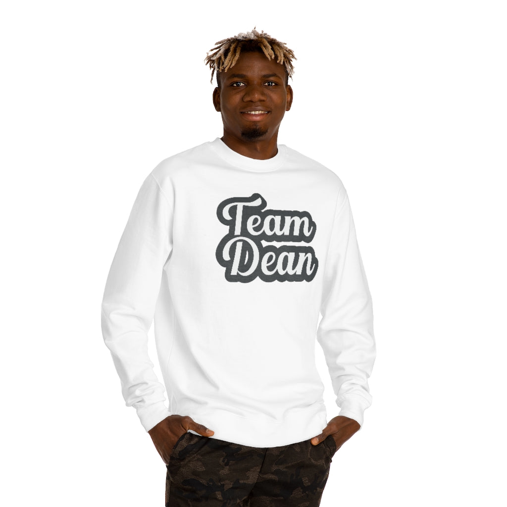 &quot;Team Dean&quot; Unisex Crew Neck Sweatshirt - Blk / Ice Wht