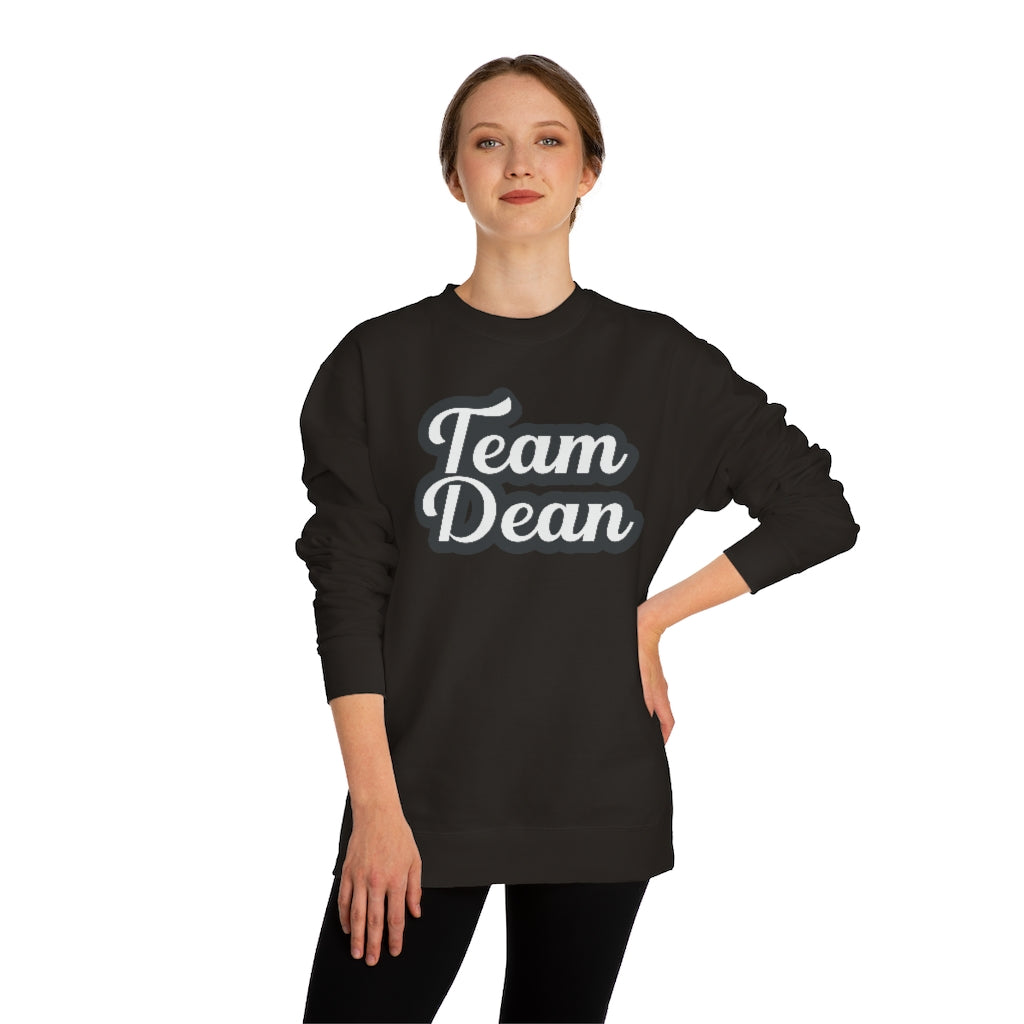 &quot;Team Dean&quot; Unisex Crew Neck Sweatshirt - Blk / Ice Wht