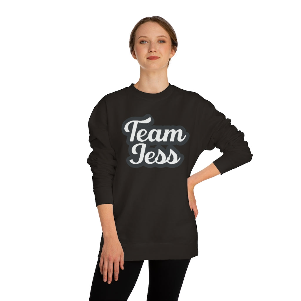 &quot;Team Jess&quot; - Team Jess Unisex Crew Neck Sweatshirt - Blk / Ice Wht