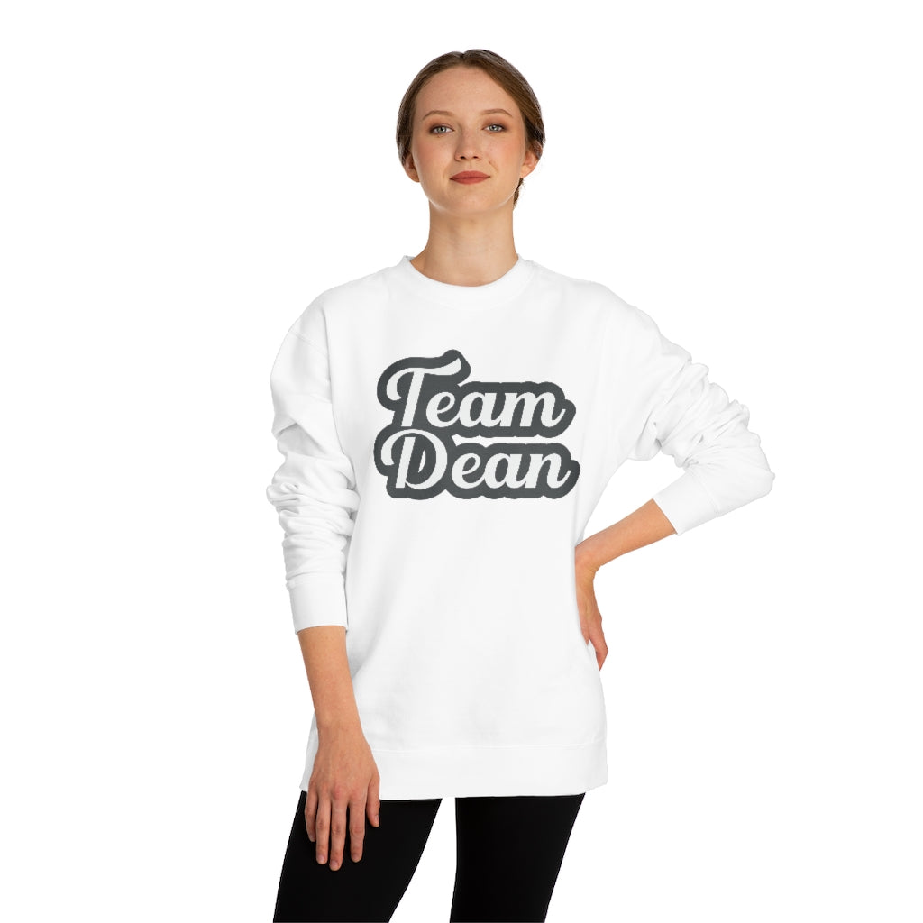 &quot;Team Dean&quot; Unisex Crew Neck Sweatshirt - Blk / Ice Wht